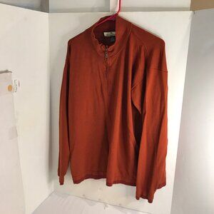 TOMMY BAHAMA BURNT ORANGE 1/4 ZIP SILK BLEND SHIRT SIZE XL